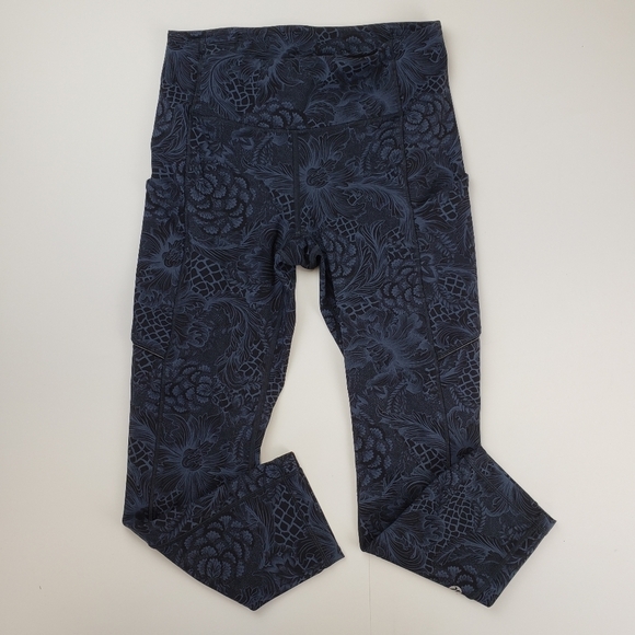 Lululemon Speed Up Crop 21" leggings Nouveau Mach Blue black size 4 - Picture 1 of 8